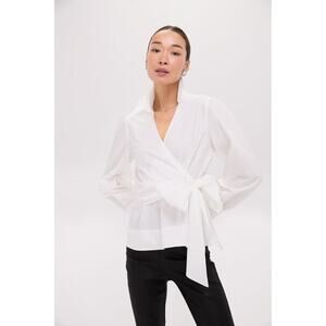 TUCKERNUCK White Tie Front Bow Bea Blouse Size XXXL NWT Retail $168 Tuckernuck